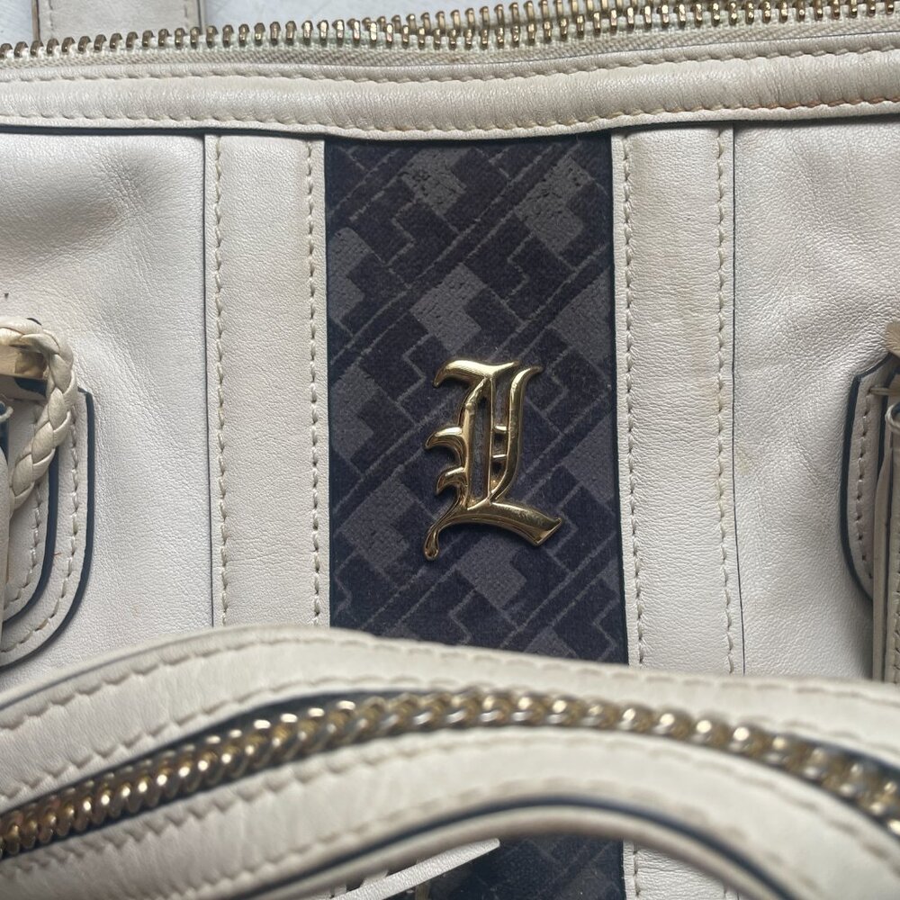 Vintage L.A.M.B. Satchel White/Navy - Picture 3 of 11